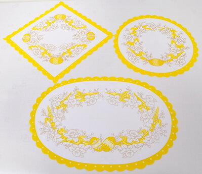 Obrus teflónový 35x50 cm Kraslice, žltý lem