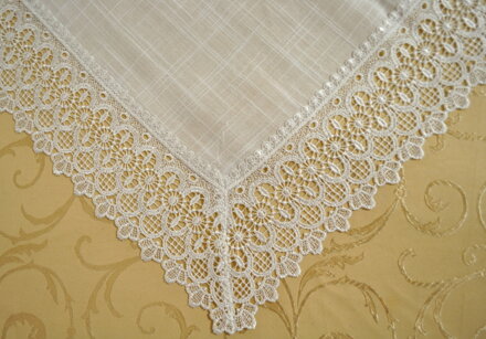 Obrus s krajkou 85x85 cm biely 2603