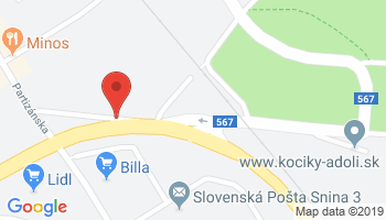 Google map: Strojárska 102, 06901 Snina
